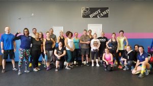 Group of participants at a Glatter Fitness bootcamp session in Richmond, focused on weight loss and fat loss.