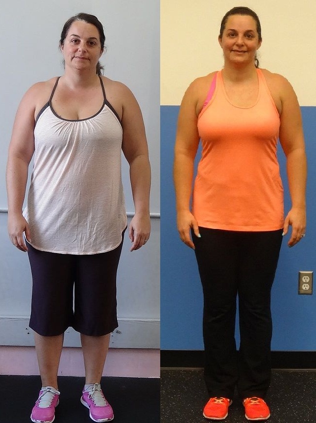 A side-by-side comparison showing a weight loss journey with Glatter Fitness.