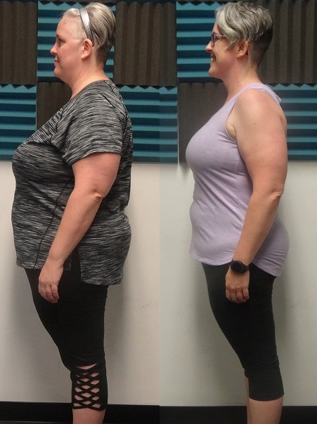 A before-and-after image showcasing fitness transformation results at Glatter Fitness.