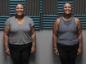 Glatter Fitness client demonstrating successful weight loss results and body transformation.